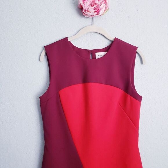 Milly Burgundy and Red Colorblock Dress - Picture 3 of 9